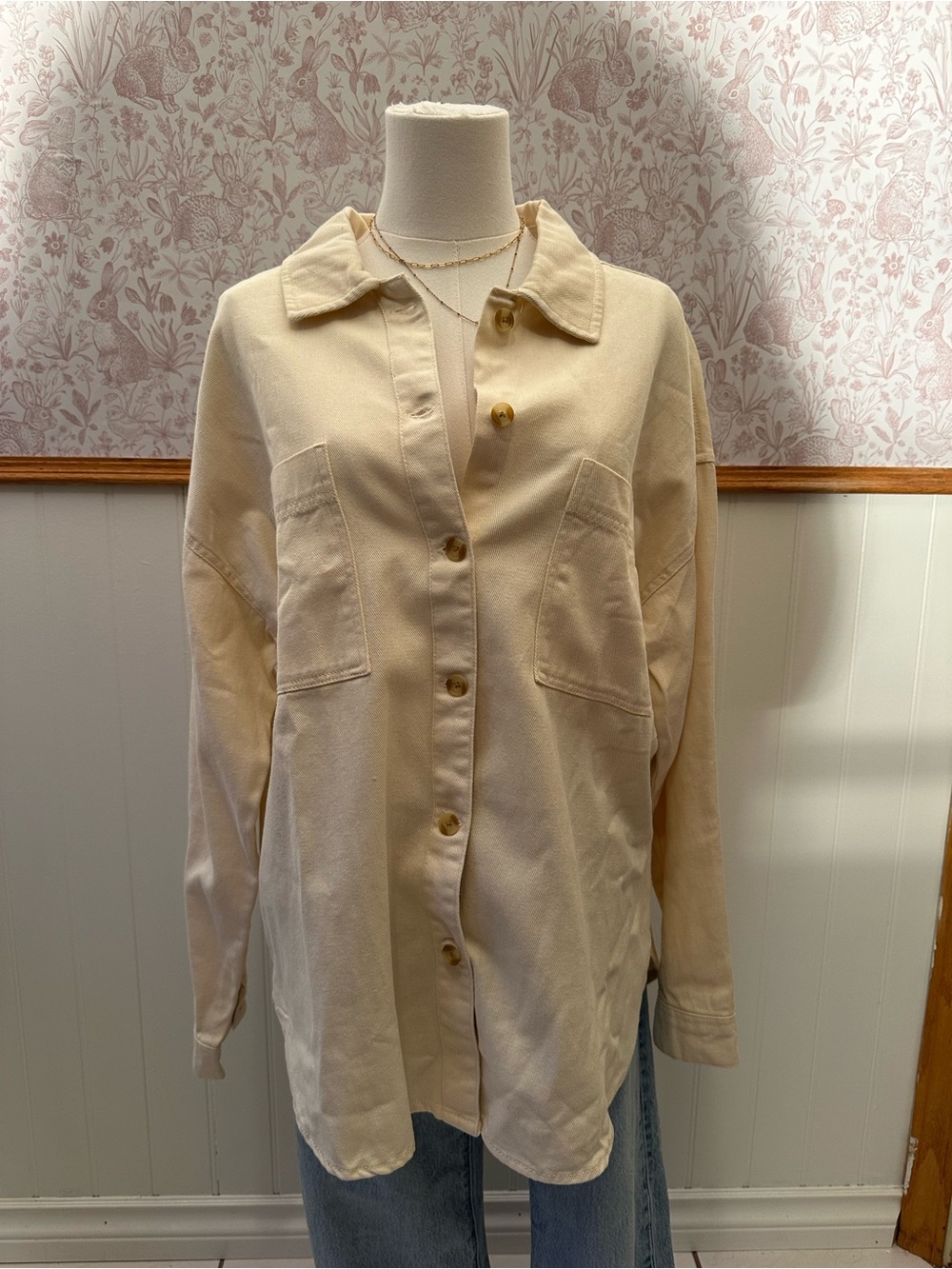 Thread & Supply Cream Button-Up Shacket - Picture 2 of 9